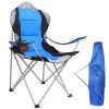 Foldable Camping Chair Heavy Duty Steel Lawn Chair Padded Seat Arm Back Beach Chair 330LBS Max Load with Cup Holder Carry Bag