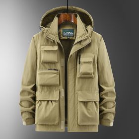 Outdoor Shell Jacket Overalls Jacket (Option: Khaki-L)