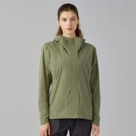 Autumn Winter Wool Lined Warm Soft Shell Jacket Windproof Safety Reflective Tape Breathable (Option: Dark Fog Green-XL)